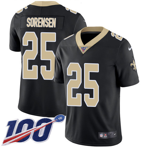 Saints #25 Daniel Sorensen Black Team Color Youth Stitched 100th Season Vapor Limited Jersey