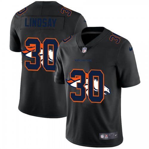 Denver Denver Broncos #30 Phillip Lindsay Men's Team Logo Dual Overlap Limited Jersey Black Men's