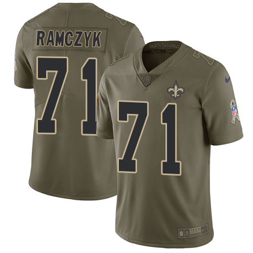New Orleans Saints #71 Ryan Ramczyk Olive Men's Stitched Limited 2017 Salute To Service Jersey Men's