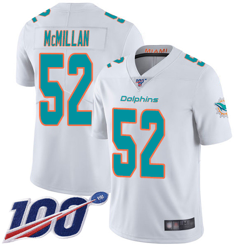 Miami Dolphins #52 Raekwon McMillan White Men's Stitched 100th Season Vapor Limited Jersey Men's