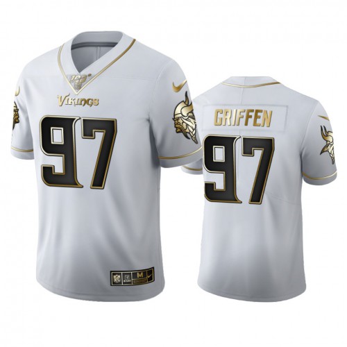 Minnesota Minnesota Vikings #97 Everson Griffen Men's White Golden Edition Vapor Limited 100 Jersey Men's