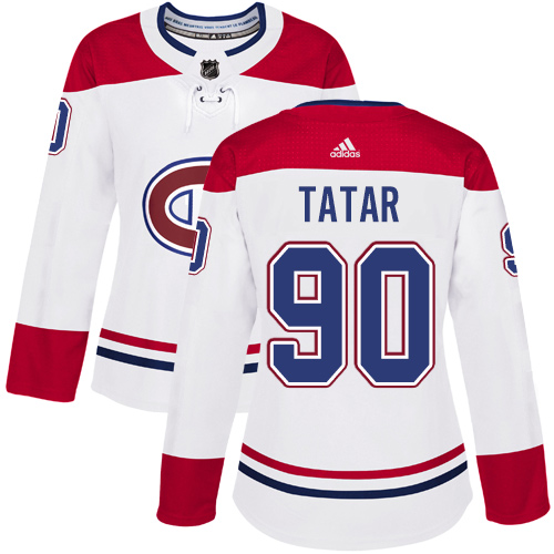 Adidas Montreal Canadiens #90 Tomas Tatar White Road Authentic Women's Stitched Jersey Womens