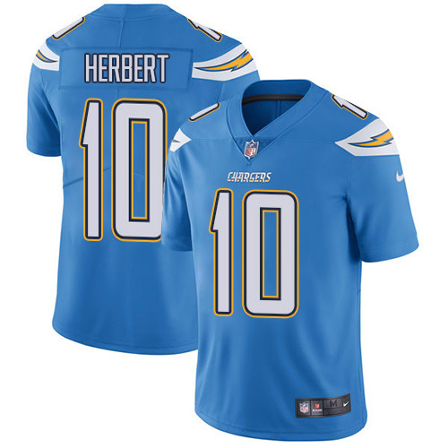 Chargers #10 Justin Herbert Electric Blue Alternate Men's Stitched Vapor Untouchable Limited Jersey