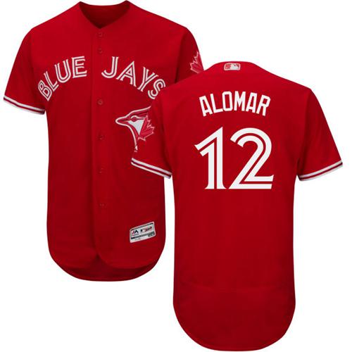 Toronto Blue Jays #12 Roberto Alomar Red Flexbase Authentic Collection Canada Day Stitched Jersey Men's