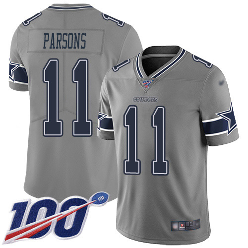 Cowboys #11 Micah Parsons Gray Youth Stitched Limited Inverted Legend 100th Season Jersey