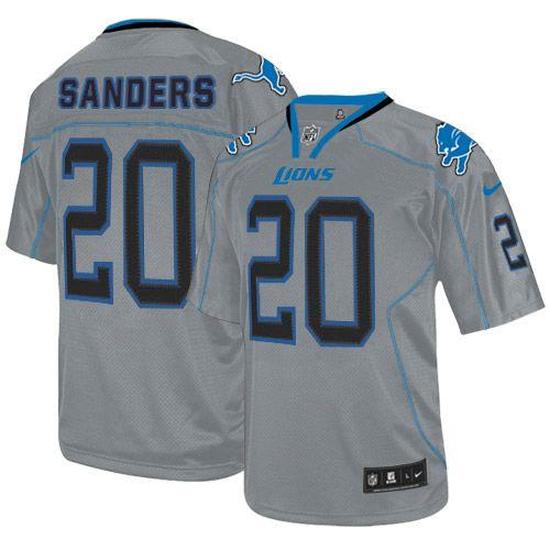Lions #20 Barry Sanders Lights Out Grey Men's Stitched Elite Jersey