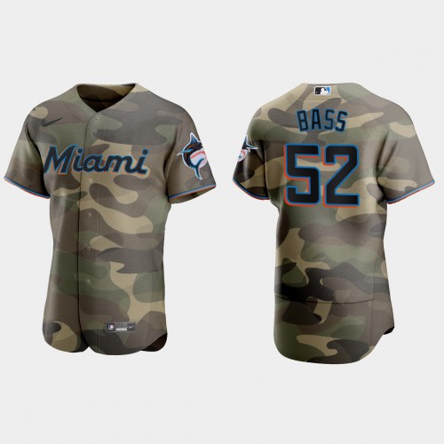 Miami Miami Marlins #52 Anthony Bass Men's 2021 Armed Forces Day Authentic Jersey -Camo Men's