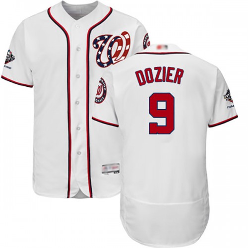 Washington Nationals #9 Brian Dozier White Flexbase Authentic Collection 2019 World Series Champions Stitched Jersey Men's