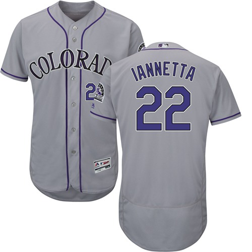Colorado Rockies #22 Chris Iannetta Grey Flexbase Authentic Collection Stitched Jersey Men's