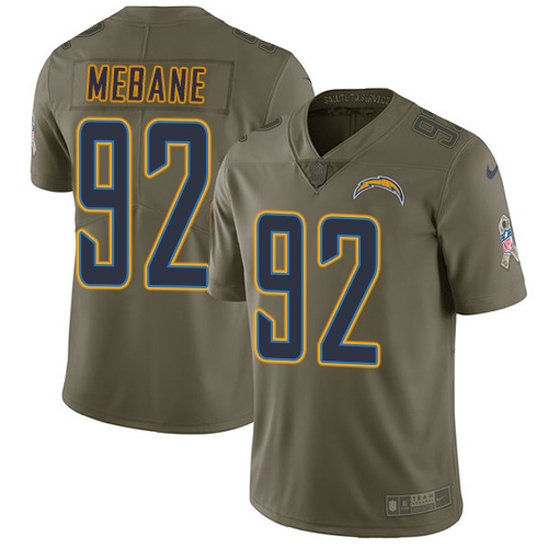 Los Angeles Chargers #92 Brandon Mebane Olive Men's Stitched Limited 2017 Salute To Service Jersey Men's