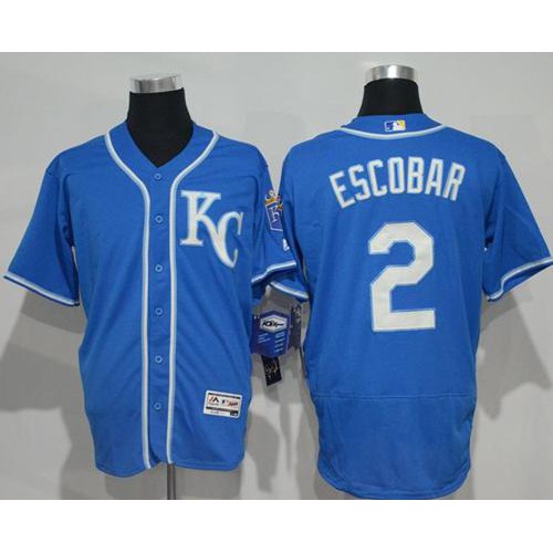 Kansas City Royals #2 Alcides Escobar Royal Blue Flexbase Authentic Collection Stitched Jersey Men's