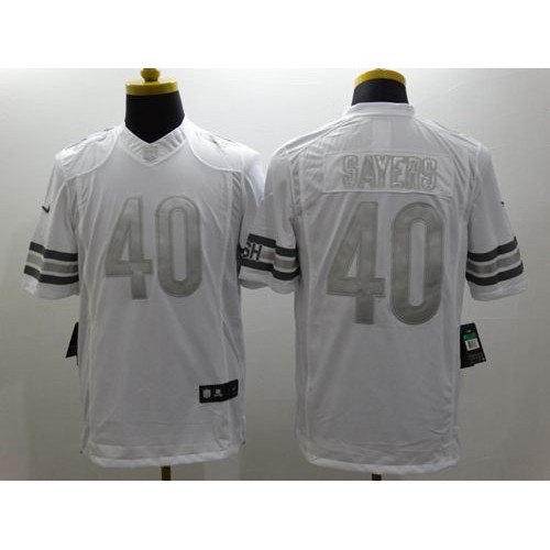 Chicago Bears #40 Gale Sayers White Men's Stitched Limited Platinum Jersey Men's