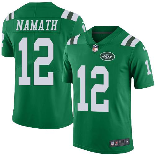 Jets #12 Joe Namath Green Men's Stitched Elite Rush Jersey