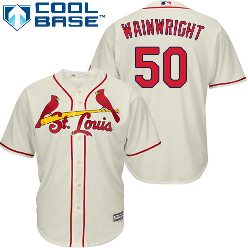 St.Louis Cardinals #50 Adam Wainwright Cream Cool Base Stitched Youth Jersey Youth