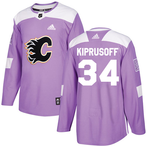 Adidas Calgary Flames #34 Miikka Kiprusoff Purple Authentic Fights Cancer Stitched Jersey Men's