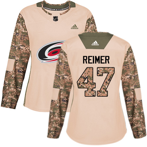 Adidas Carolina Hurricanes #47 James Reimer Camo Authentic 2017 Veterans Day Women's Stitched Jersey Womens
