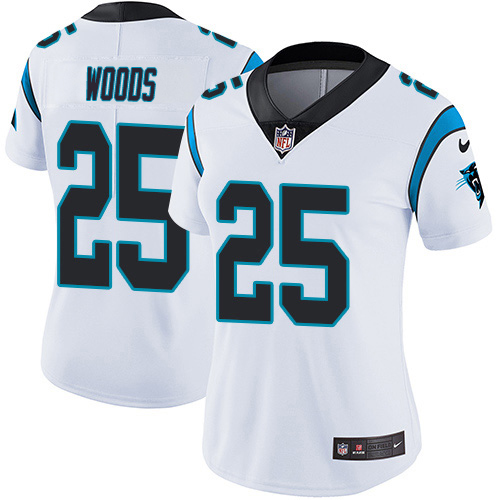 Panthers #25 Xavier Woods White Women's Stitched Vapor Untouchable Limited Jersey
