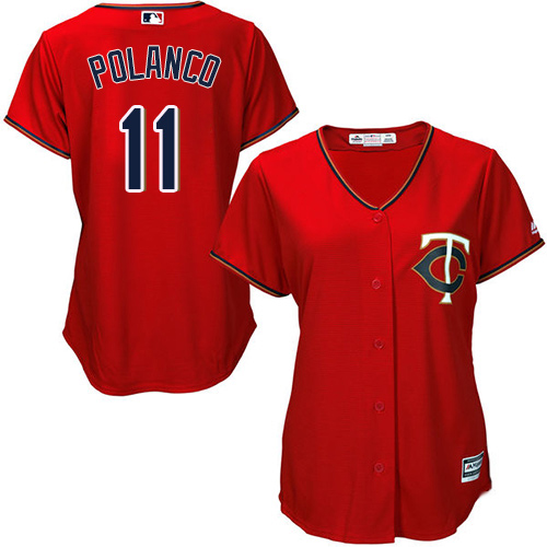 Minnesota Twins #11 Jorge Polanco Red Alternate Women's Stitched Jersey Womens