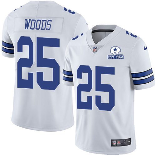 Dallas Cowboys #25 Xavier Woods White Men's Stitched With Established In 1960 Patch Vapor Untouchable Limited Jersey Men's