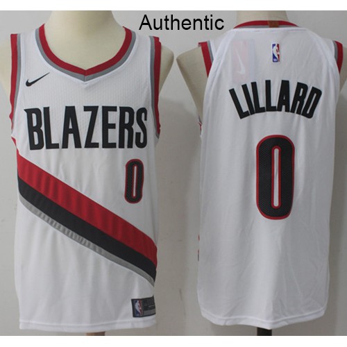 Portland Trail Blazers #0 Damian Lillard White Authentic Association Edition Jersey Mens