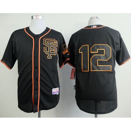 San Francisco Giants #12 Joe Panik Black Alternate Cool Base Stitched Jersey Men's