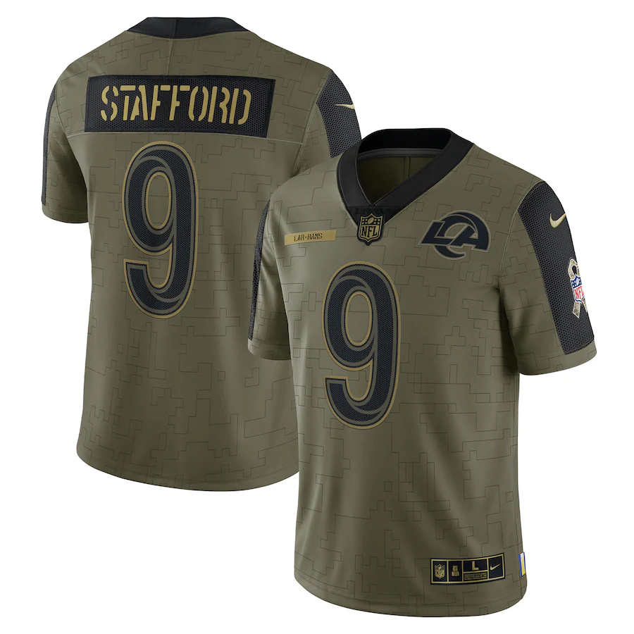 Los Angeles Rams #9 Matthew Stafford Olive 2021 Salute To Service Limited Player Jersey