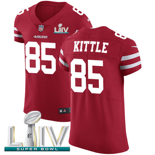 49ers #85 George Kittle Red Super Bowl LIV 2020 Team Color Men's Stitched Vapor Untouchable Elite Jersey