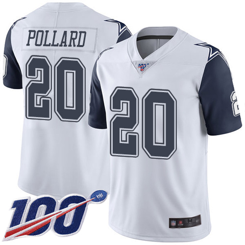 Cowboys #20 Tony Pollard White Youth Stitched Limited Rush 100th Season Jersey