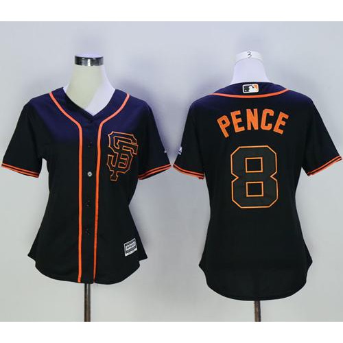 San Francisco Giants #8 Hunter Pence Black Alternate Women's Stitched Jersey Womens