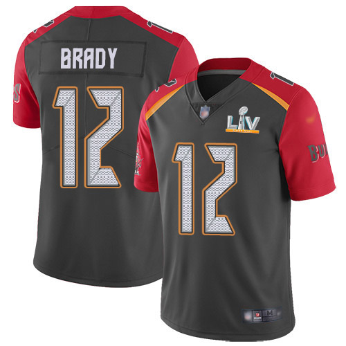 Buccaneers #12 Tom Brady Gray Men's Super Bowl LV Bound Stitched Limited Inverted Legend Jersey