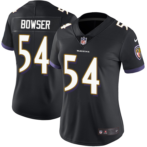 Baltimore Ravens #54 Tyus Bowser Black Alternate Women's Stitched Vapor Untouchable Limited Jersey Womens