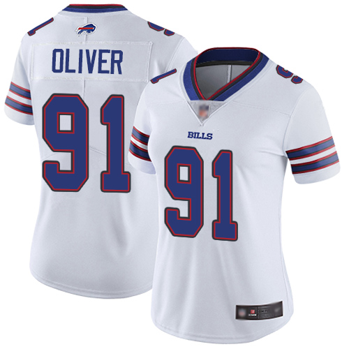 Buffalo Bills #91 Ed Oliver White Women's Stitched Vapor Untouchable Limited Jersey Womens