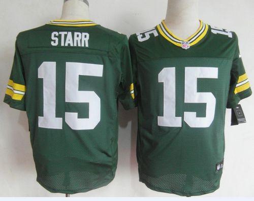 Packers #15 Bart Starr Green Team Color Men's Stitched Elite Jersey