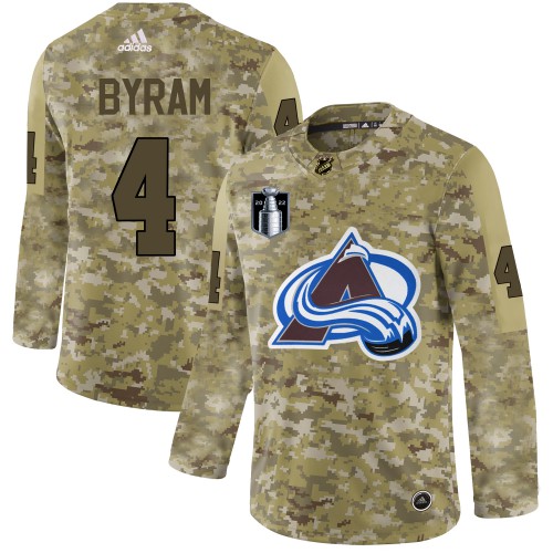 Adidas Colorado Avalanche #4 Bowen Byram Camo 2022 Stanley Cup Final Patch Authentic Stitched Jersey Men's