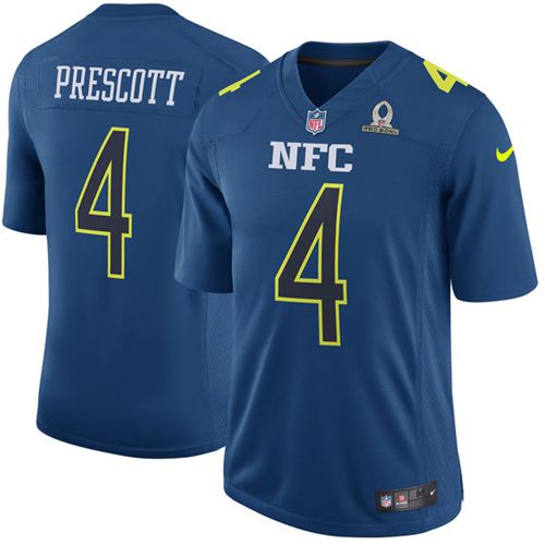 Cowboys #4 Dak Prescott Navy Men's Stitched Game NFC 2017 Pro Bowl Jersey