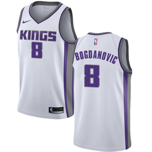 Sacramento Kings #8 Bogdan Bogdanovic White Youth Swingman Association Edition Jersey Youth