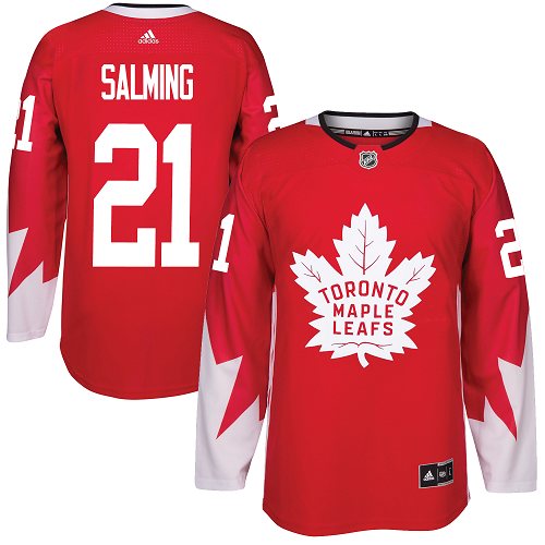 Adidas Maple Toronto Maple Leafs #21 Borje Salming Red Team Canada Authentic Stitched Jersey Men's