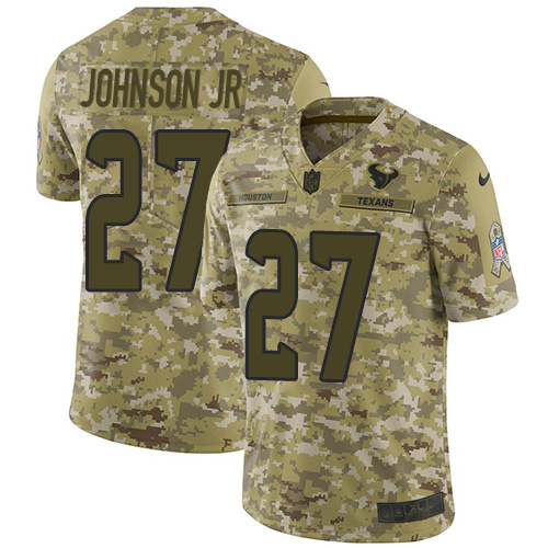 Houston Texans #27 Duke Johnson Jr Camo Men's Stitched Limited 2018 Salute To Service Jersey Men's