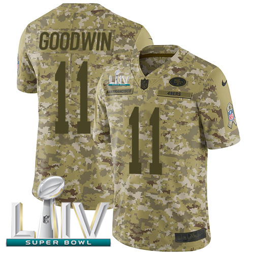 San Francisco 49ers #11 Marquise Goodwin Camo Super Bowl LIV 2020 Youth Stitched Limited 2018 Salute To Service Jersey Youth