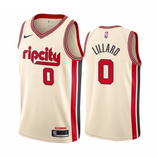 Trail Portland Trail Blazers #0 Damian Lillard Mens Unveil 2019-20 City Edition Swingman Jersey - Cream Mens