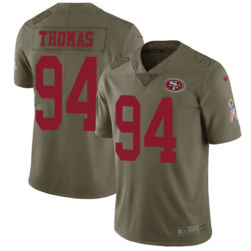 San Francisco 49ers #94 Solomon Thomas Olive Youth Stitched Limited 2017 Salute to Service Jersey Youth