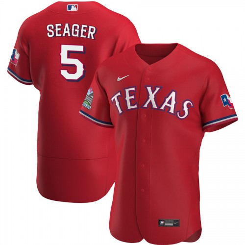 Texas Texas Rangers #5 Corey Seager Men's Scarlet Alternate 2020 Authentic Team Jersey Men's