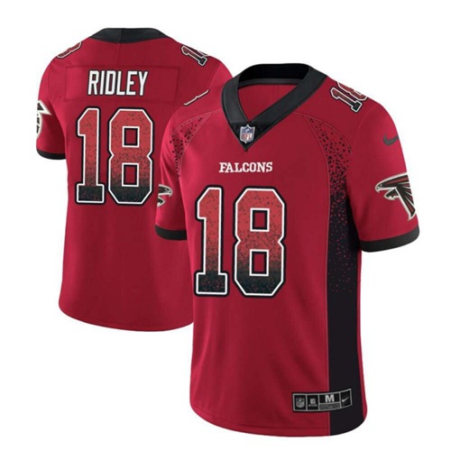 Falcons #18 Calvin Ridley Red Team Color Men's Stitched Limited Rush Drift Fashion Jersey