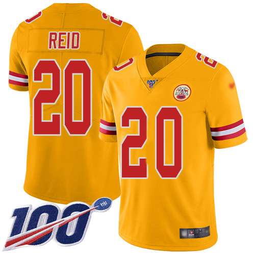 Kansas City Chiefs #20 Justin Reid Gold Youth Stitched Limited Inverted Legend 100th Season Jersey Youth