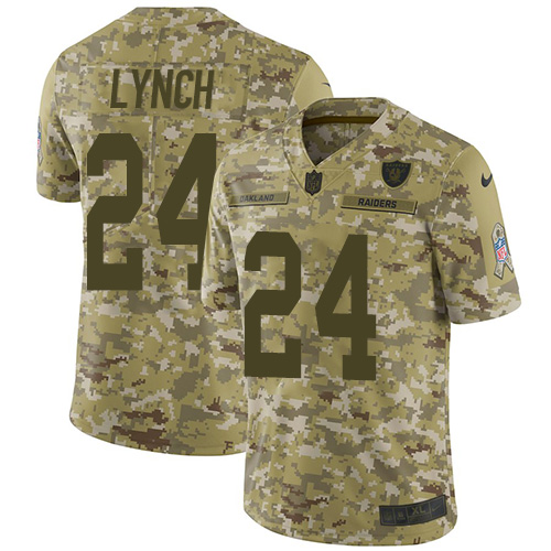 Las Vegas Raiders #24 Marshawn Lynch Camo Youth Stitched Limited 2018 Salute to Service Jersey Youth