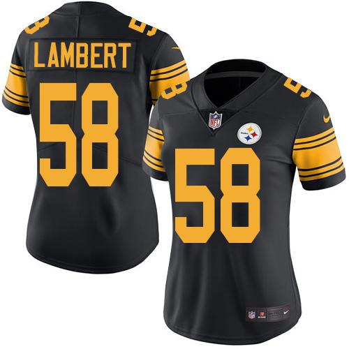 Pittsburgh Steelers #58 Jack Lambert Black Women's Stitched Limited Rush Jersey Womens