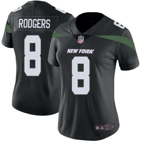 Jets #8 Aaron Rodgers Black Alternate Women's Stitched Vapor Untouchable Limited Jersey