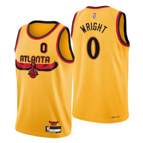 Atlanta Atlanta Hawks #0 Delon Wright Mens Gold 2021/22 Swingman Jersey - City Edition Mens