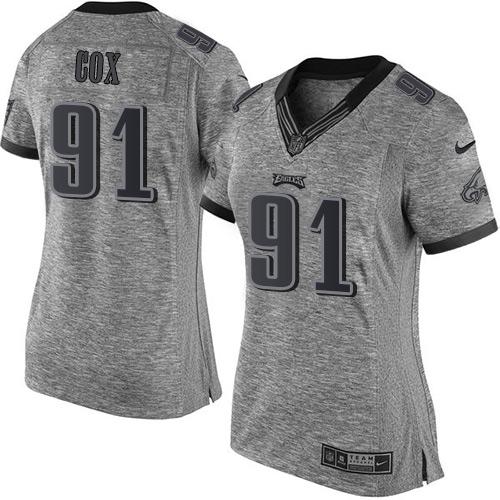 Philadelphia Eagles #91 Fletcher Cox Gray Women's Stitched Limited Gridiron Gray Jersey Womens