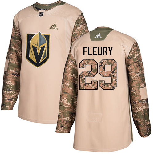 Adidas Golden Vegas Golden Knights #29 Marc-Andre Fleury Camo Authentic 2017 Veterans Day Stitched Jersey Men's